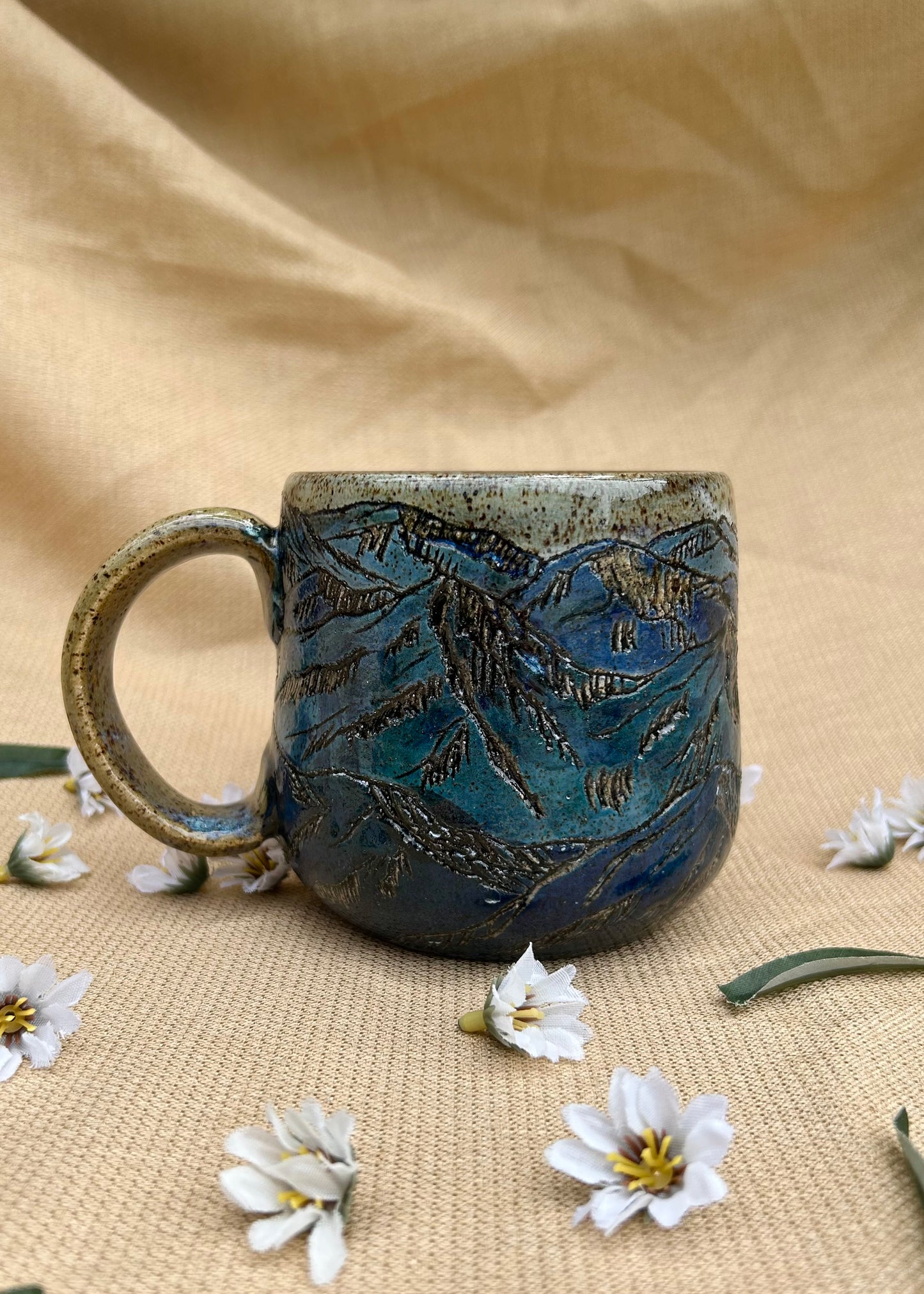 Blue Tint - Carved Coffee Mug