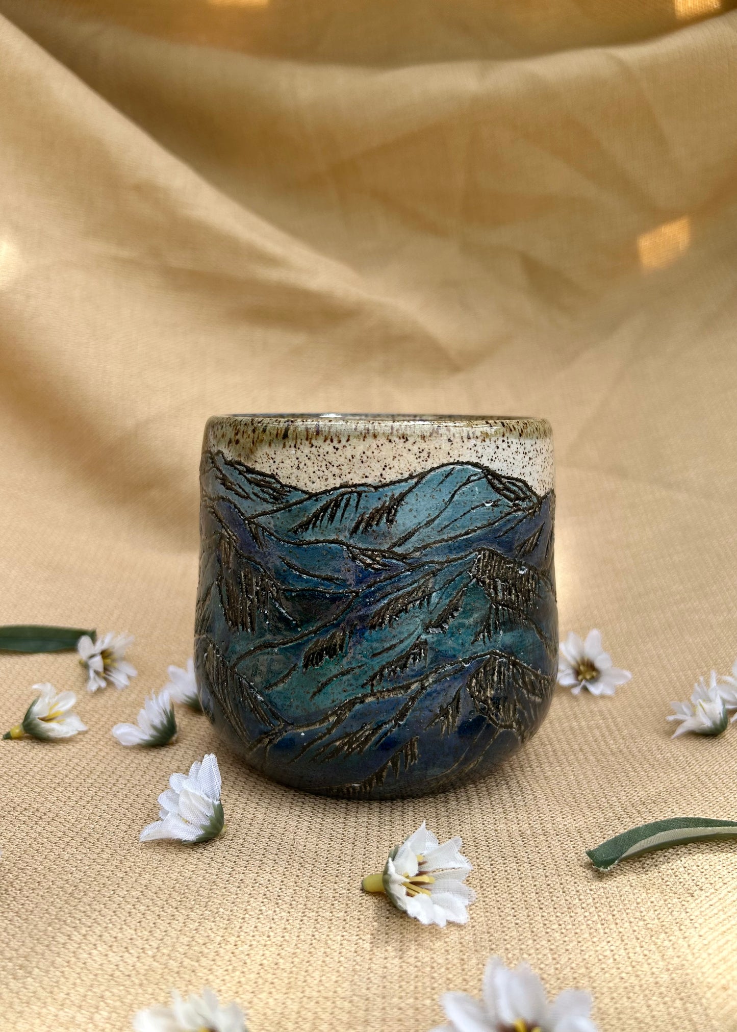 Blue Tint - Carved Coffee Mug