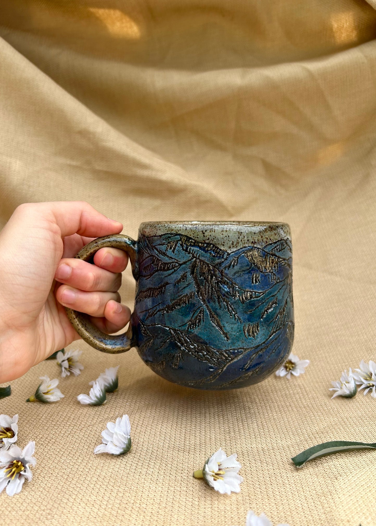 Blue Tint - Carved Coffee Mug