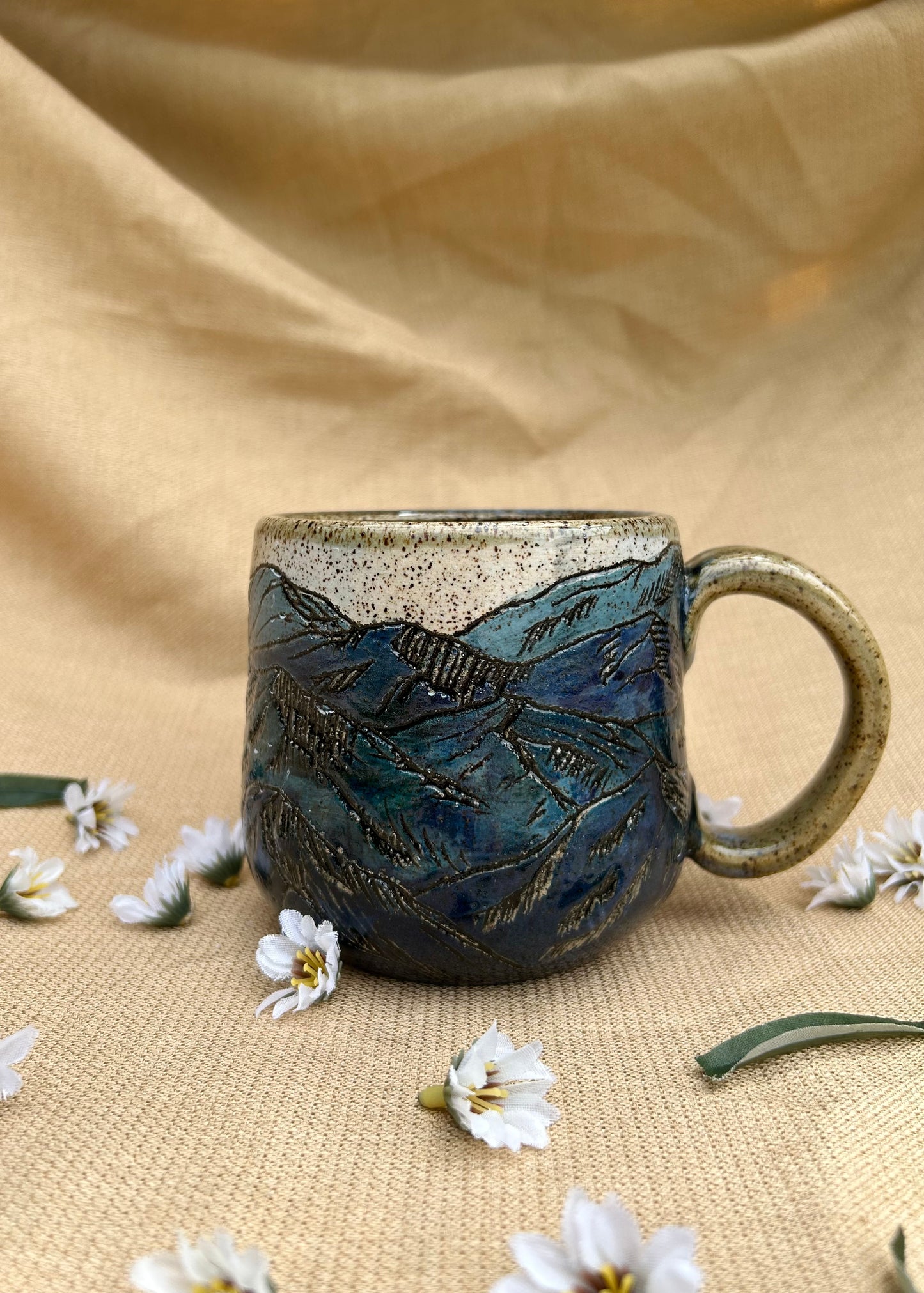 Blue Tint - Carved Coffee Mug