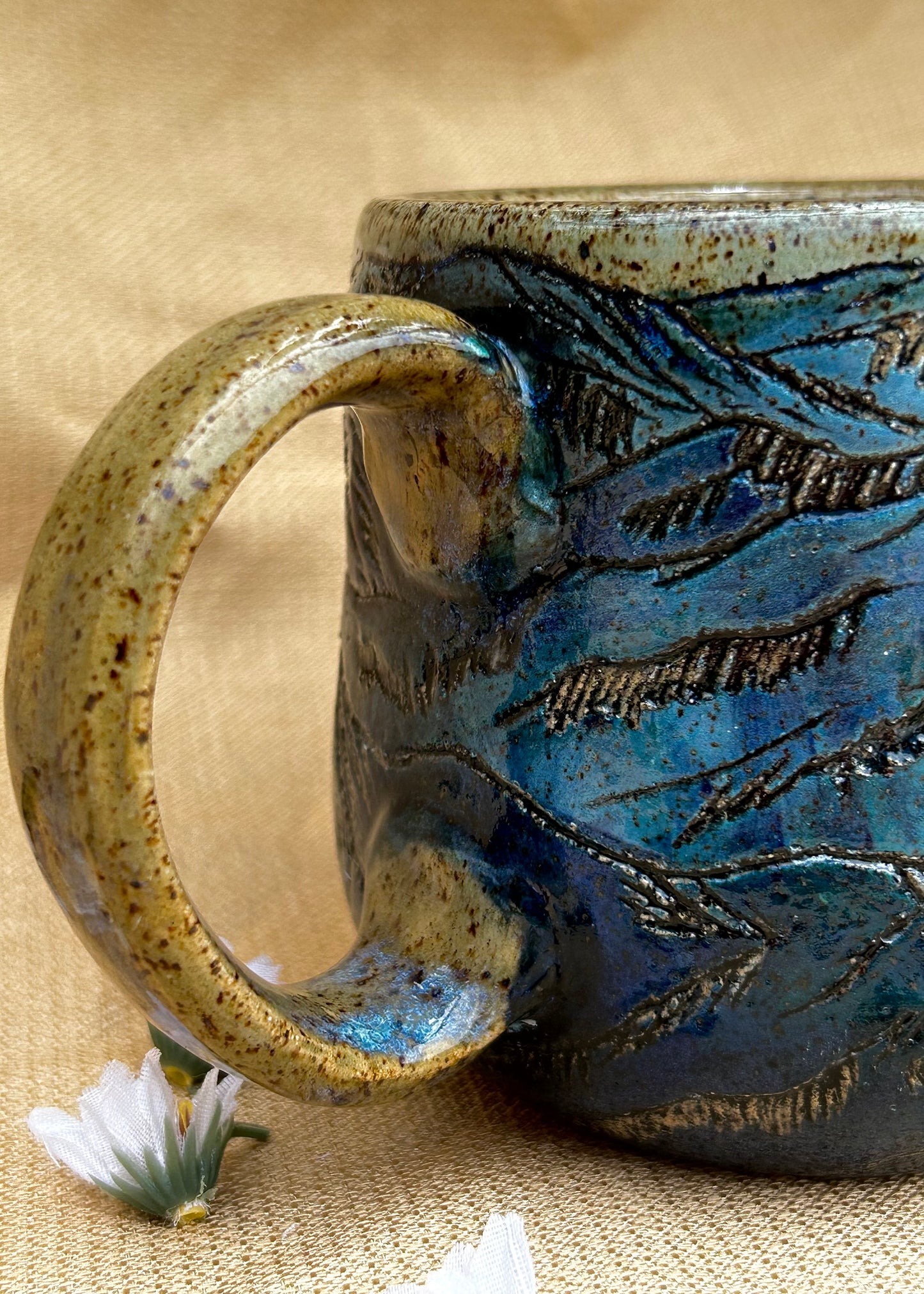 Blue Tint - Carved Coffee Mug